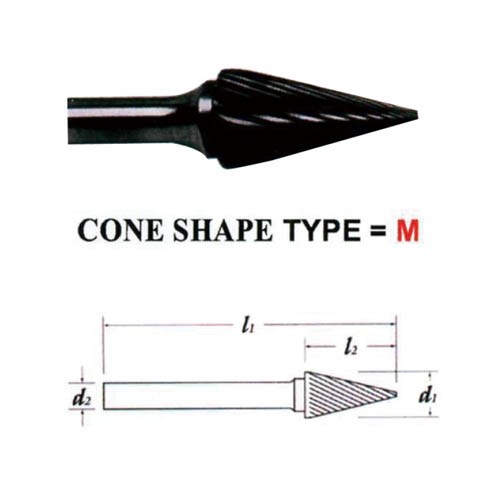 CARBIDE BURS, CONE SHAPE TYPE, 6MM SHANK