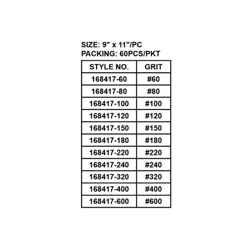 ABRASIVE MESH SHEET, 9" x 11"/PC, 60PCS/PKT