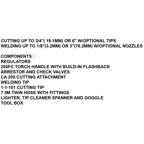114028     V-TYPE HEAVY DUTY WELDING & CUTTING OUTFIT