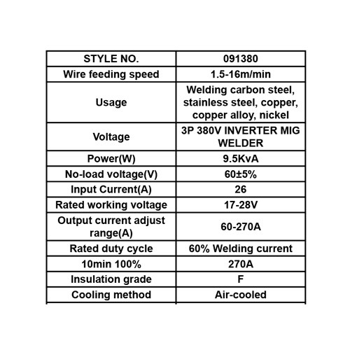 091380     270 AMPS WELDING MACHINE