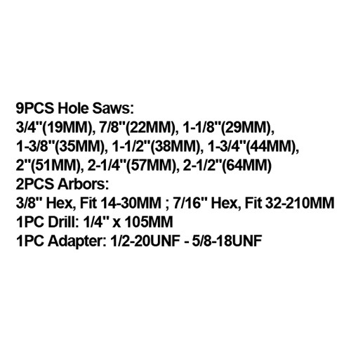 172820     13PCS HSS BI-METAL HOLE SAW SET