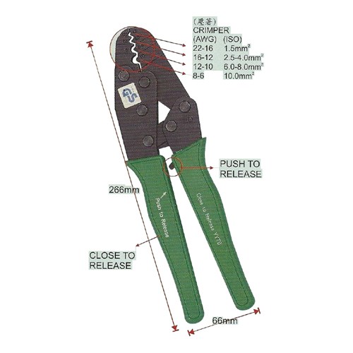 024050     HEAVY DUTY CRIMPING TOOL FOR NON-INSULATED TERMINALS (YYT-8)