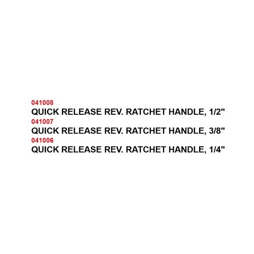 QUICK RELEASE REV. RATCHET HANDLE