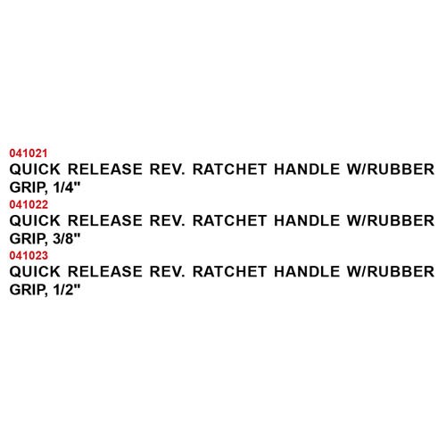 QUICK RELEASE REV. RATCHET HANDLE W/RUBBER GRIP