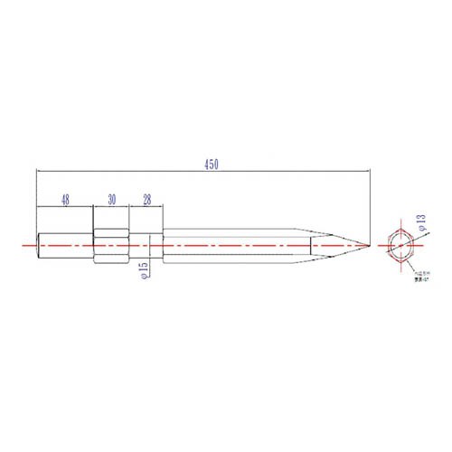071233     BULL POINT HEX SHANK CHISEL, SIZE 17H x 450MM