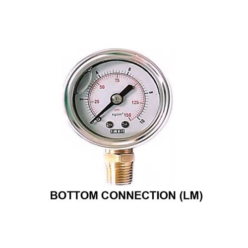 PRESSURE GAUGE W/O LIQUID FOR GENERAL BOTTOM CONNECTION (LM)