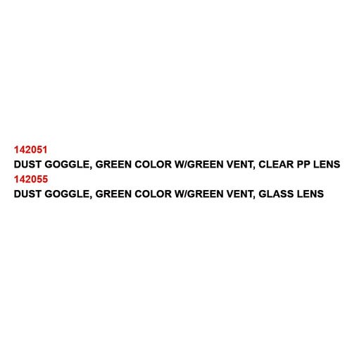 DUST GOGGLE, GREEN COLOR W/GREEN VENT