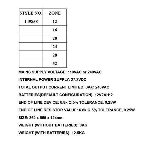 FIRE ALARM CONTROL PANEL W/O BATTERY