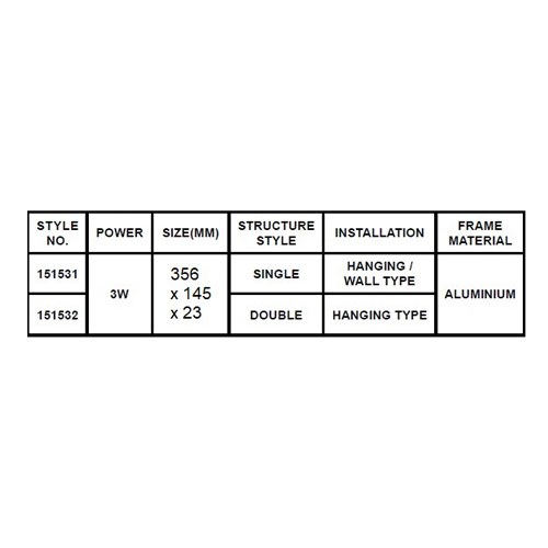 LED EXIT SIGN (ALUM. FRAME), SIZE: 365 x 145 x 23MM