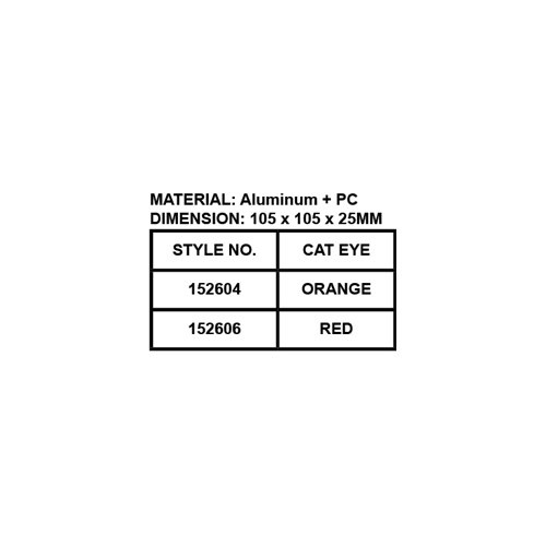 SOLAR TYPE REFLECTIVE SIGN (WITHOUT SPIKE), SIZE: 105 x 105 x 25MM