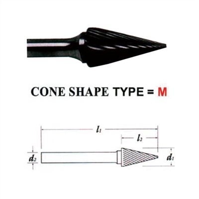 CARBIDE BURS, CONE SHAPE TYPE, 6MM SHANK