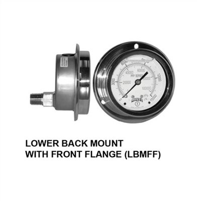 PRESSURE GAUGE W/O LIQUID FOR GENERAL LOWER BACK MOUNT WITH FRONT FLANGE (LBMFF)