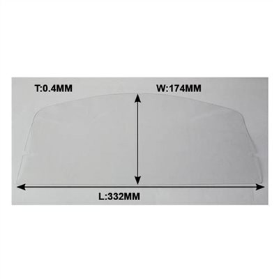 SAND BLASTING HELMET LENS, SIZE: W174mm x L332mm x T 0.4mm