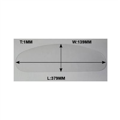 SAND BLASTING HELMET LENS, SIZE: W139mm x L379mm x T 1mm