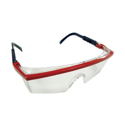145005     SAFETY GLASSES, UX SERIES, FRAME: RED & BLUE, LENS: CLEAR
